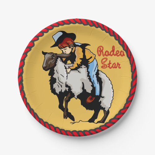 Western Party Mutton Busting Paper Plates