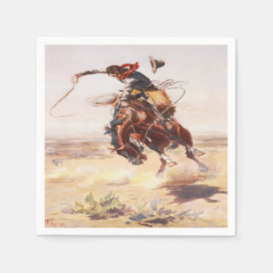 Western Party Napkins Cowboy Riding Bucking Horse
