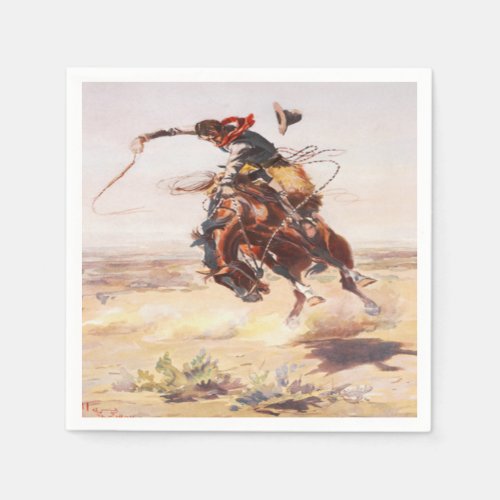 Western Party Napkins Cowboy Riding  Bucking Horse