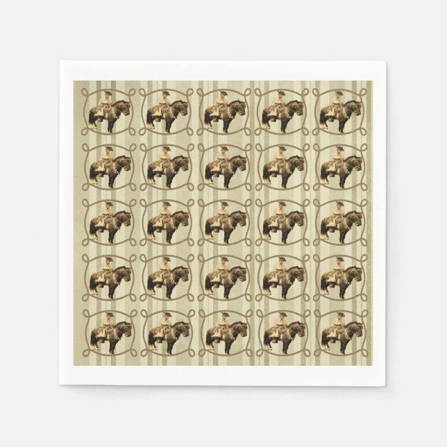 Western Party Paper Napkins Vintage Cowboy (Front)