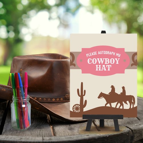 Western Party Pink Autograph my Cowboy Hat Sign
