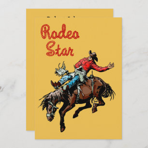 Western Party Rodeo Cowboy Bronc Rider Invitation