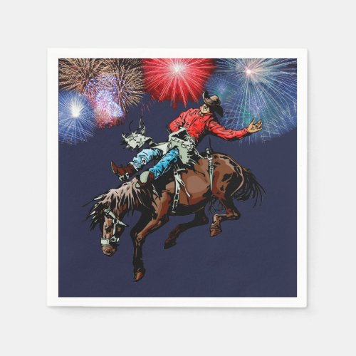 Western Party Rodeo Cowboy Bronc Rider Napkins