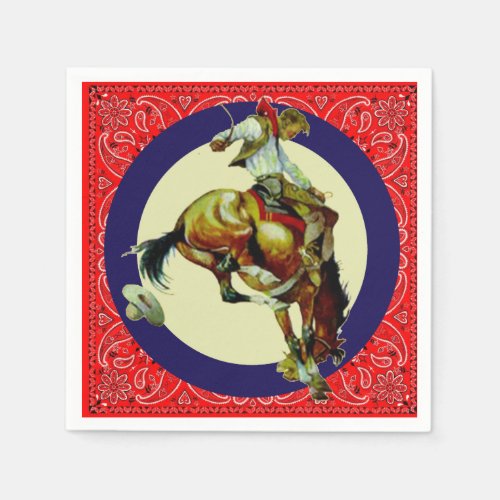 Western Party Rodeo Cowboy Bronc Rider Napkins