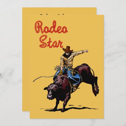 Western Party Rodeo Cowboy Bull Rider Invitation