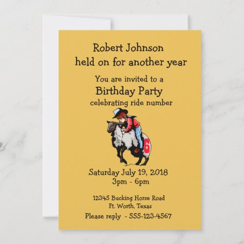 Western Party Rodeo Cowboy Mutton Buster Invitation