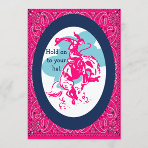 Western Party Rodeo Cowgirl Bucking Horse Invitation