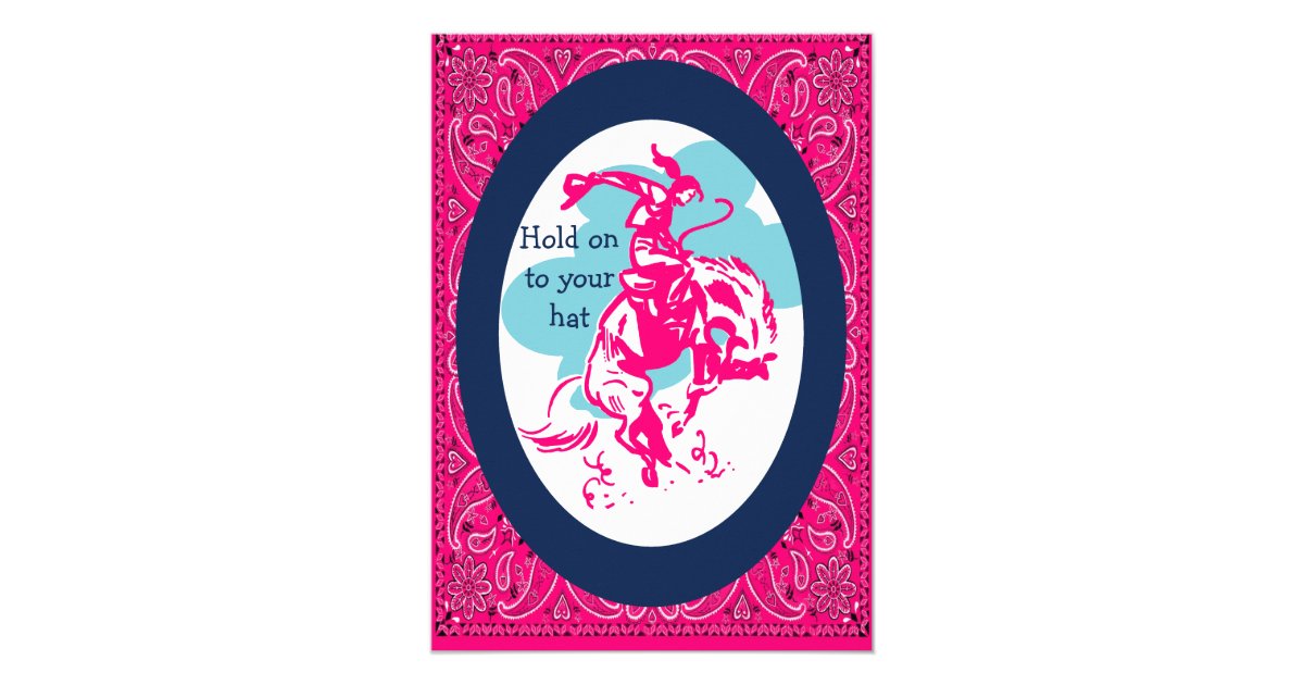 Western Party Rodeo Cowgirl Bucking Horse Invitation Zazzle Com
