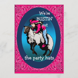 Western Party Rodeo Cowgirl Mutton Bustin' Invitation