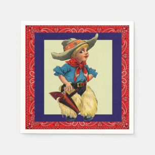 Western Party Vintage Cowboy Kid Red Bandana Napkins