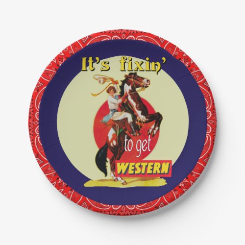 Western Party Vintage Cowgirl Fixin To Get Wester Paper Plates