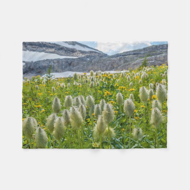 Western Pasqueflower | East Kootenay Mountains Fleece Blanket (Front (Horizontal))