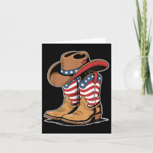 Western Patriotic American Flag Cowboy Boots 4th O Card