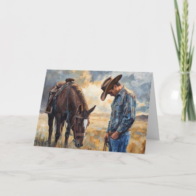Western Peaceful Prairie Sympathy Sentiment Card (Front)