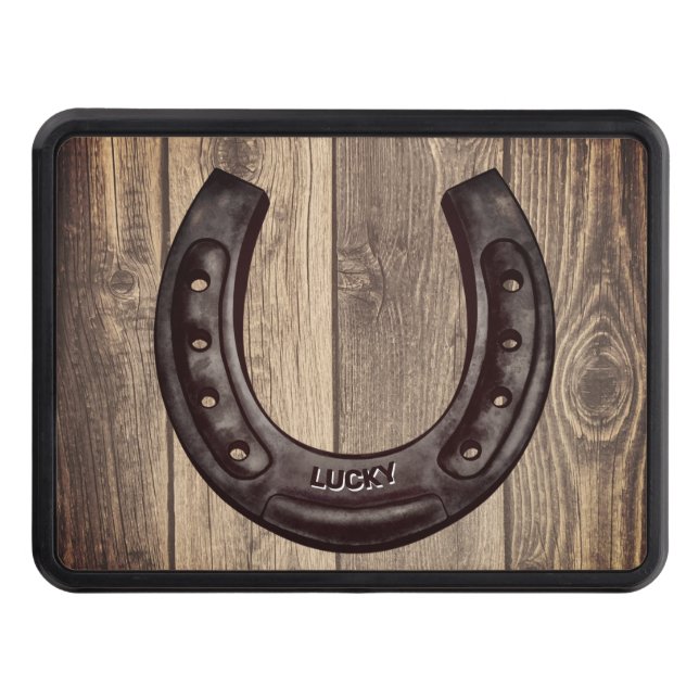 Western Personalized Lucky Horseshoe Hitch Cover (Front)