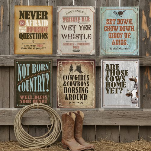 Western Photo Booth Signs Set ID1318 Foam Core Photo Tile