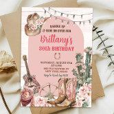 Boho Pink Rustic Western Cowgirl Birthday Invitation