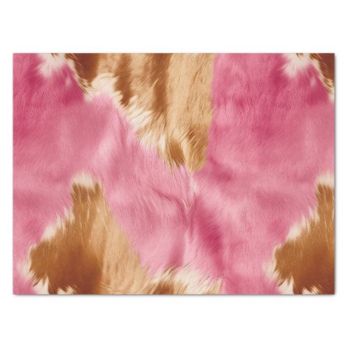 Western Pink Brown Cream Cowgirl Cowhide Tissue Paper