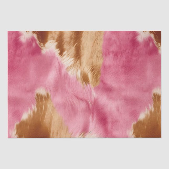 Western Pink Brown Cream Cowgirl Cowhide Tissue Paper (Front)