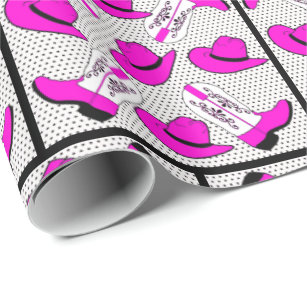 Cowboy Boots and Hats in Pink Wrapping Paper