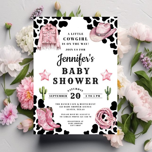 Western Pink Cowgirl Baby Shower Invitation (Western Pink Cowgirl Baby Shower Invitation)