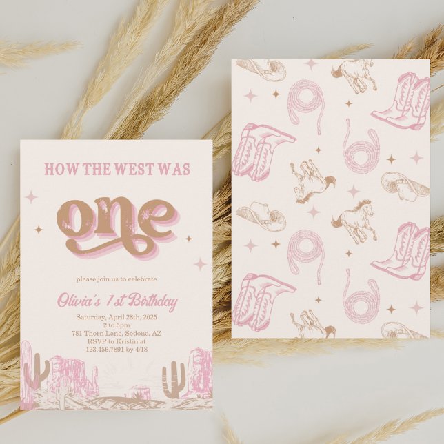 Western Pink Cowgirl First Birthday  Invitation (Creator Uploaded)