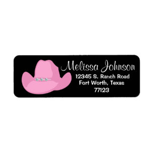 Western Pink Cowgirl Hat Label