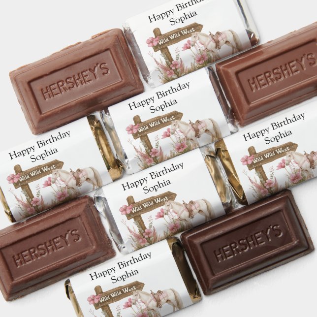 Western Pink Cowgirl Wild West Horse Birthday Hershey's Miniatures (Assorted)