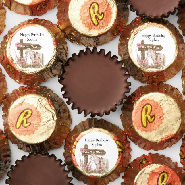 Western Pink Cowgirl Wild West Horse Birthday Reese's Peanut Butter Cups (Assorted)