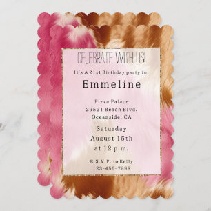 Western Pink Cream Brown Gold Cowgirl Cowhide Invitation