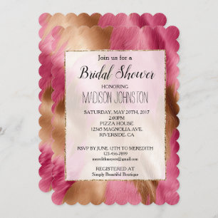 Western Pink Glam Gold Cowgirl Cowhide Invitation