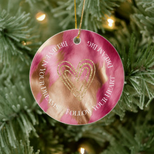 Western Pink Gold Cowgirl Cowhide Ceramic Ornament