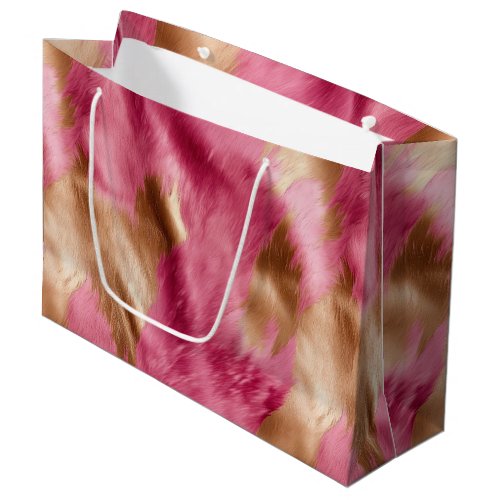 Western Pink Gold Cowgirl Cowhide Large Gift Bag