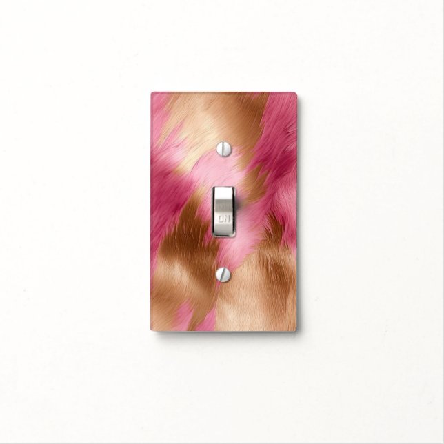 Western Pink Gold Cowgirl Cowhide Light Switch Cover (In Situ)
