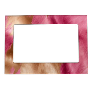 Western Pink Gold Cowgirl Cowhide Magnetic Frame