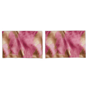 Western Pink Gold Cowgirl Cowhide Pillow Case