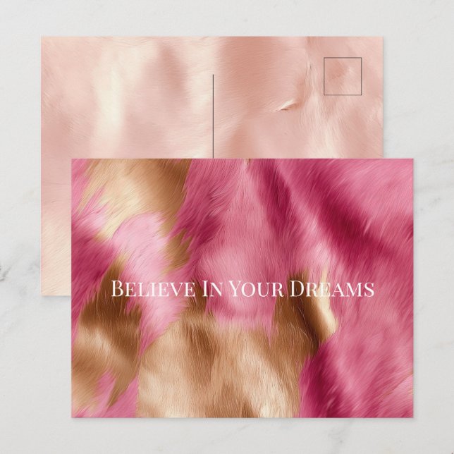 Western Pink Gold Cowgirl Cowhide Postcard (Front/Back)