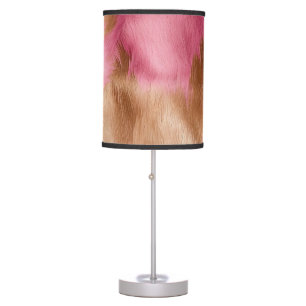 Western Pink Gold Cowgirl Cowhide Table Lamp