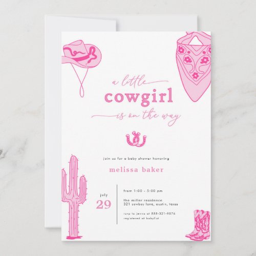 Western Pink Little Cowgirl Baby Shower Invitation
