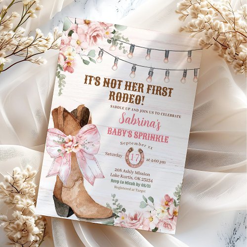 Western Pink Not Her First Rodeo Baby Sprinkle Invitation