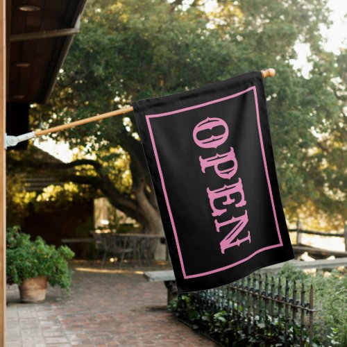 WESTERN PINK ON BLACK OPEN SIGN FLAG