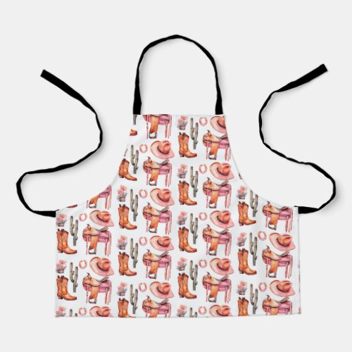 Western pink orange cowgirl  apron