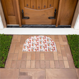 Western pink orange cowgirl doormat