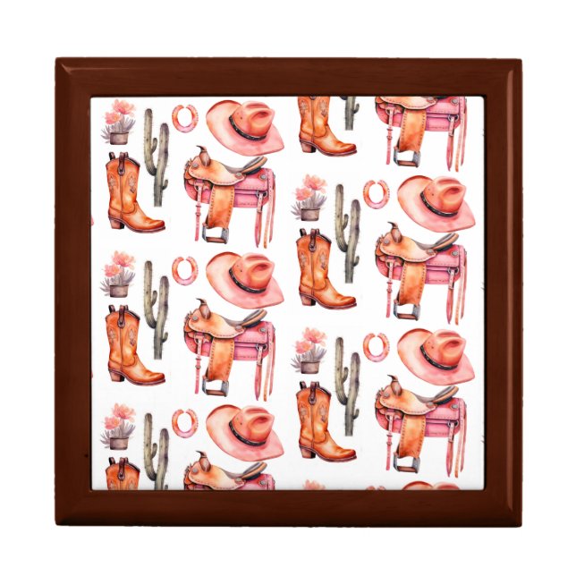 Western pink orange cowgirl gift box (Front)