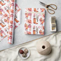 Retro Western Halloween Trendy Boho Wrapping Paper