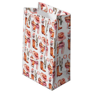 Western pink orange cowgirl Wrapping Paper Small Gift Bag