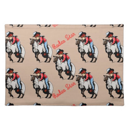 Western Placemats Rodeo Cowboy Mutton Busting