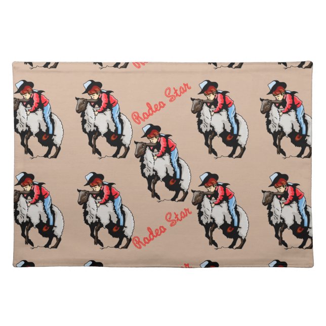 Western Placemats Rodeo Cowboy Mutton Busting (Front)
