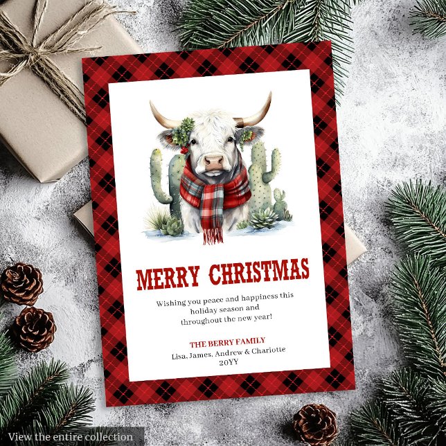 Western Plaid Buffalo Christmas Greeting Card (Western Plaid Buffalo Christmas Greeting Card)