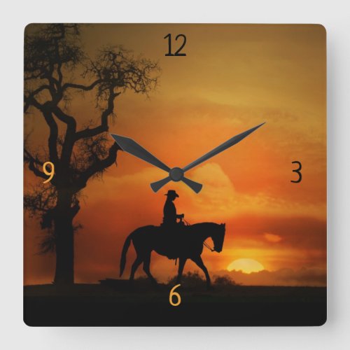 Western Pleasure Country Western Ranch Square Wall Clock